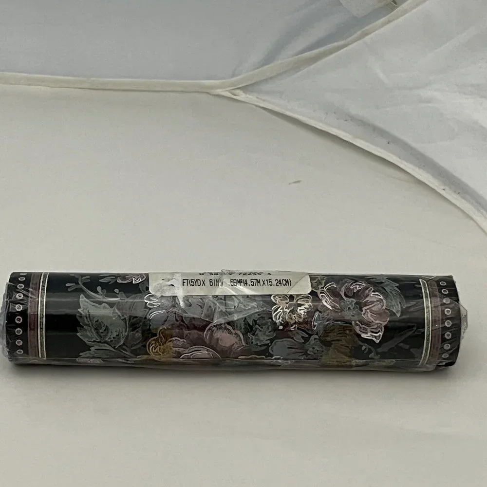 Vintage Decorative Border Canada Wallpaper Black Floral Design 15 Ft X 6 Inch